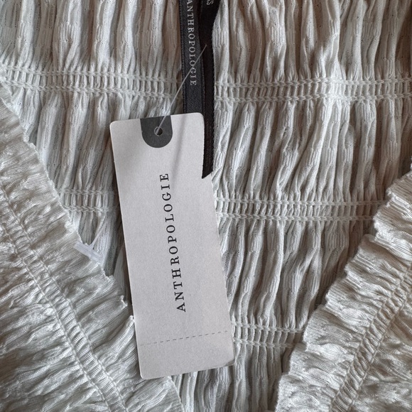 Anthropologie Cream Smocked Blouse - Picture 4 of 6